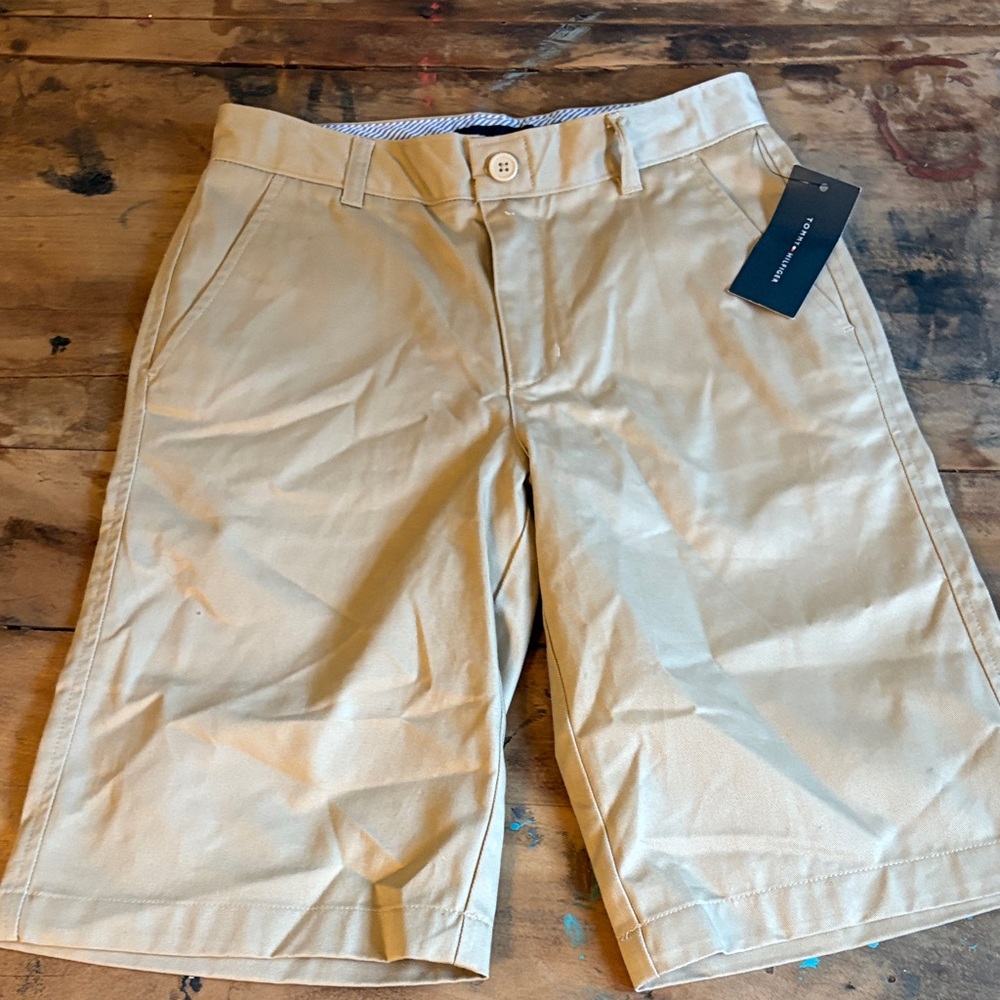Tommy Hilfiger Beige Flat-Front Boys Shorts